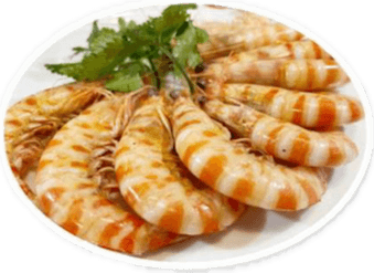 langostinos tigre hervidos / guiso al vino (10 pieza) en 