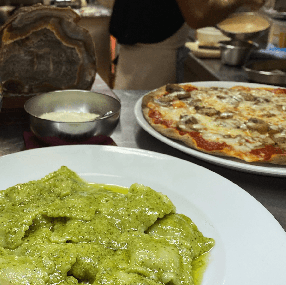 Raviolis al pesto en Barcelona