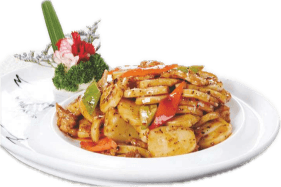  PASTEL DE ARROZ FRITo con tocino chino en 