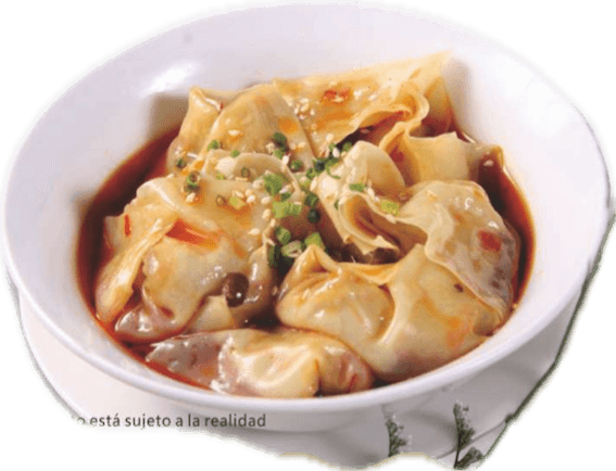 wonton de sichuan con aceite rojo picante en 