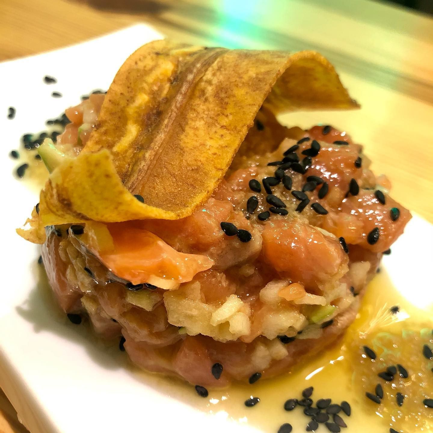 Tartar de salmón con jengibre y manzana en 