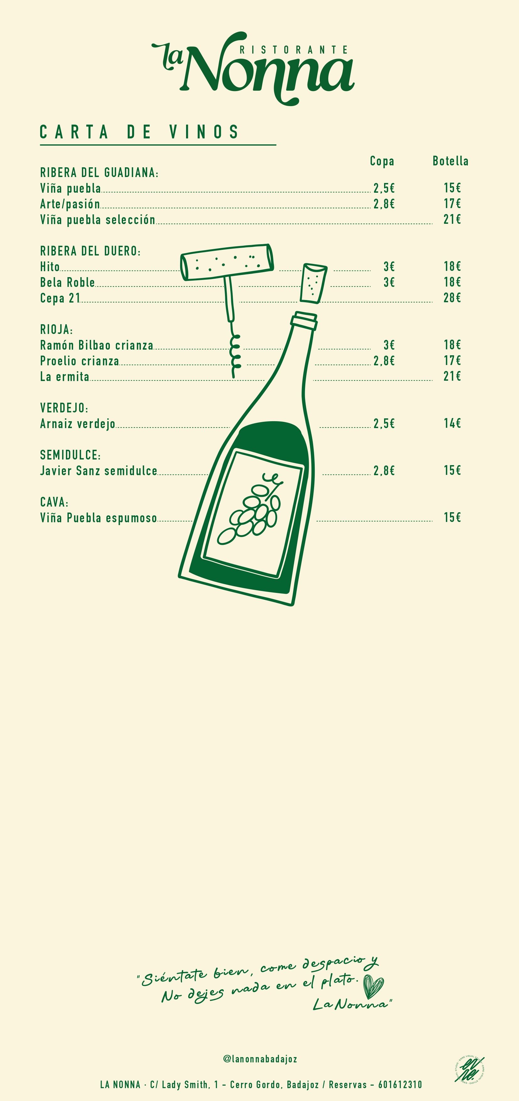 Carta deLa Nonna Ristorante Badajoz