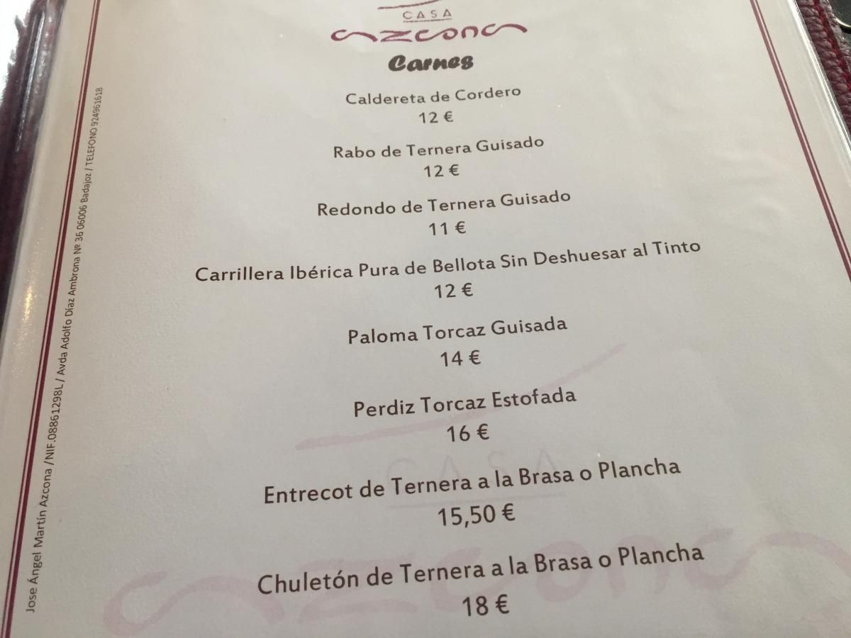 Carta deCasa Azcona Badajoz