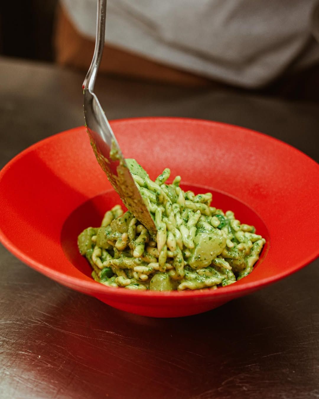 Trofiette di Sori al Pesto Genovese DOP con Judias Verdes y Patatas en 