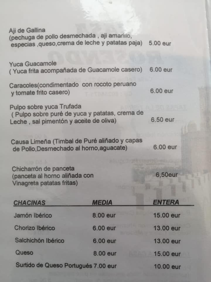 Carta deCasa Rosendo Badajoz